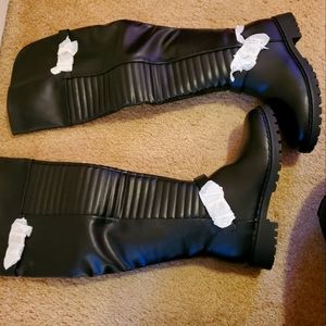 Never Worn OVER THE KNEE BLACK FLATE BOOTS